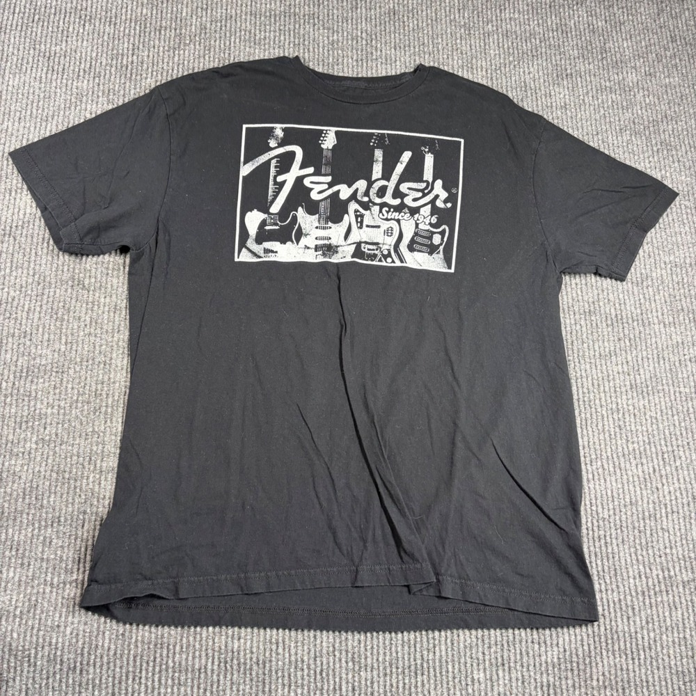 Fender Musical Instruments Shirt Mens L Black Graphic Guitar Since 1946